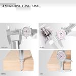 PECtools 8 Inch Dial Caliper, DIN 862 Inch/Metric Double Dial Caliper, 0-200mm, 0.001"/0.02mm Resolution, Stainless Steel, Shock Resistant, with Case