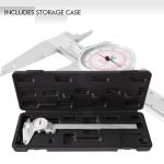 PECtools 8 Inch Dial Caliper, DIN 862 Inch/Metric Double Dial Caliper, 0-200mm, 0.001"/0.02mm Resolution, Stainless Steel, Shock Resistant, with Case