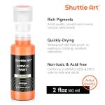 Shuttle Art Outdoor Acrylic Paint Set, 36 Colors 2oz/60ml Waterproof Acrylic Paint with 10 Brushes 1 Palette, Rich Pigmented Paints for Artists, Beginners on Rocks, Wood Crafts, Garden Statues