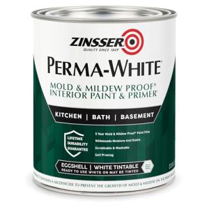 Zinsser 02774 PERMA-WHITE Mold & Mildew Proof Interior Paint, Quart, Eggshell White