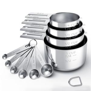 TILUCK Stainless Steel Measuring Cups & Spoons Set, Cups and Spoons,Kitchen Gadgets for Cooking & Baking (10)