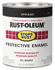 Rust-Oleum 7777502 Stops Rust Brush On Paint, Quart, Satin Black