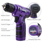 CARTMAN 150 Piece Tool Set, Tool Set with 8V Purple Cordless Drill Set, Home Tool Kit