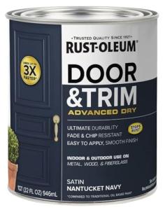 Rust-Oleum 369386 Advanced Dry Door & Trim Paint, Quart, Satin Nantucket Navy