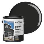 EVOLVE Barn & Fence Paint, Flat (Black), 1 Gallon – Durable Scratch-Resistant Wood Coating for Outbuildings & Fences, Fast-Dry Water-Based Formula