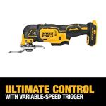 DEWALT 20V MAX XR Oscillating Multi-Tool Cordless, Variable Speed Brushless Motor Multitool with LED Light, Extended Runtime, Includes Two Wood Cutting Blades, Tool Only (DCS356B)