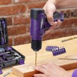 CARTMAN 150 Piece Tool Set, Tool Set with 8V Purple Cordless Drill Set, Home Tool Kit