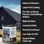 EVOLVE Barn & Fence Paint, Flat (Black), 1 Gallon – Durable Scratch-Resistant Wood Coating for Outbuildings & Fences, Fast-Dry Water-Based Formula