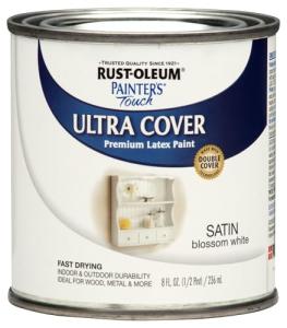 Rust-Oleum 267300-Painter's Touch Latex Paint, 1 Half Pint, Satin Blossom White