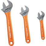 Klein Tools D5073 Adjustable Wrench Set, Extra Capacity, 6-Inch, 8-Inch, 10-Inch, Forged Alloy Steel, Metric and SAE, 3-Piece