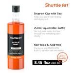 Shuttle Art 18 Colors Acrylic Paint Bottle Set (250ml/8.45oz), Rich Pigmented Bulk Painting Supplies for Artists, Beginners and Kids on Rocks Crafts Canvas Wood Ceramic