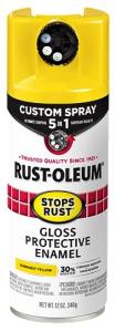 Rust-Oleum 376898 Stops Rust Custom Spray 5-in-1 Spray Paint, 12 oz, Gloss Sunburst Yellow, (Pack of 1)