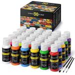 Magicfly Outdoor Acrylic Paint, Set of 30 Colors/Tubes (60 ml, 2 oz.) with Storage Box, Rich Pigments, Multi-Surface Paints for Rock, Wood, Fabric, Leather, Paper, Crafts, Canvas and Wall Painting