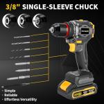 AwxryoX Brushless Compact Drill Tool Set, 60N.m 20V Cordless Drill Tool Box with 2 Battery, 135Pcs Man Household Combo Set with DIY Hand Taladros Kits, 531 In-lb Kit with Drill for Daily Home Repair