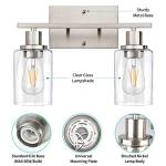Modern 2-Light Vanity Light Fixtures with Glass Shade