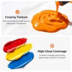 Nicpro 32 Colors Outdoor Acrylic Paint Bulk with Brush and Sponge, Knife, Non-Toxic Paint for Multi-surface Rock, Wood, Fabric, Leather, Crafts, Canvas, Shoes and Wall Painting