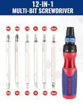 WORKPRO 12-in-1 Ratcheting Multi-Bit Screwdriver Set, Quick-load Mechanism Screwdriver with Double End Bits in Handle