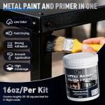 Metal Paint - Waterpoof Anti Rust Preventative - Black Paint for Metal - Door/Outdoor - Direct to Gate, Furniture, Fence, Railing, Craft and More, 25-30sq.ft, 16oz