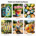 Nicpro 32 Colors Outdoor Acrylic Paint Bulk with Brush and Sponge, Knife, Non-Toxic Paint for Multi-surface Rock, Wood, Fabric, Leather, Crafts, Canvas, Shoes and Wall Painting