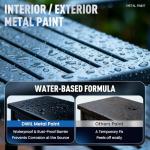 Metal Paint - Waterpoof Anti Rust Preventative - Black Paint for Metal - Door/Outdoor - Direct to Gate, Furniture, Fence, Railing, Craft and More, 25-30sq.ft, 16oz