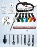 Push to Unlock,Katerk 6pcs 1/4 inch Hex Shank Aluminum Alloy Screwdriver Bit Holder Light-Weight Quick-Change Extension Bar Keychain Drill Screw Adapter Portable,Black Carabiner,Tool Gifts for Men