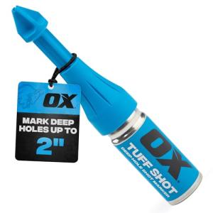 OX Tools Tuff Shot Deep Hole Marker Chalk Powder Shot for Drilling, Construction Marking Tool, Deep Reach Marker, 250 Bursts High-Vis Green Chalk Spray Marking for Carpentry