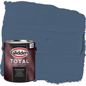 Glidden Total Exterior Paint & Primer All-in-One, Blue Fjord/Blue, Satin, 1 Gallon