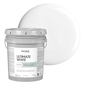 Ultimate White Paint & Primer in One, Semi-Gloss White, 5 Gallon – Interior & Exterior, One-Coat Coverage, Excellent Hide, Low Odor, Low VOC, Washable Paint for Walls, Ceilings & Trim
