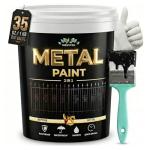 Meuvcol Metal Paint, 35 Fl oz Rust Preventive & Weatherproof Protective Coating, Black Paint for Metal Surfaces, Water-Based Matte Interior/Exterior Paint for Railings, Fences, Gates & Furniture