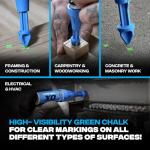 OX Tools Tuff Shot Deep Hole Marker Chalk Powder Shot for Drilling, Construction Marking Tool, Deep Reach Marker, 250 Bursts High-Vis Green Chalk Spray Marking for Carpentry