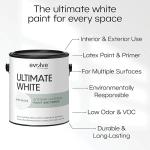 Ultimate White Paint & Primer in One, Semi-Gloss White, 5 Gallon – Interior & Exterior, One-Coat Coverage, Excellent Hide, Low Odor, Low VOC, Washable Paint for Walls, Ceilings & Trim