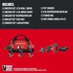 CRAFTSMAN V20 Cordless 4-Tool Power Tool Combo Kit with 2 Batteries and Charger (CMCK400D2)
