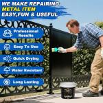 Meuvcol Metal Paint, 35 Fl oz Rust Preventive & Weatherproof Protective Coating, Black Paint for Metal Surfaces, Water-Based Matte Interior/Exterior Paint for Railings, Fences, Gates & Furniture