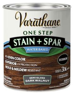 Varathane Semi-Gloss Water-Based Exterior Spar Urethane, Quart, Dark Walnut