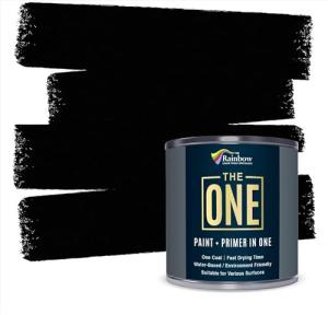 THE ONE All-In-One Paint & Primer - Black Matte, 8.5 Fl Oz/250ml Sample | 1 Coat Formula | Easy Indoor & Outdoor Decorating for Home & Garden Walls, Floors & Furniture | Water-Based & Low VOC