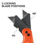 Klein Tools 44306 FLICKBLADE 2-in-1 Folding Utility Knife and Scraper with Built-In Blade Storage, Dual Locking Positions, Includes 3 Triple-Ground Carbon Steel Blades