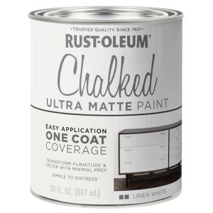 Rust-Oleum Linen White Chalked All-in-One Ultra Matte Paint | One Coat Coverage | No Primer, Sanding, Or Topcoat Needed | Easy Clean Up | Made in USA | 30 OZ