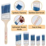 Bates- Paint Brushes, 6 Pack, Treated Wood Handle, Paint Brushes for Walls, Stain, Furniture