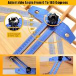 GRENPRO Woodworking Scriber Marking Line Ruler with Carpenter Pencil & Metal Ruler, Adjustable Aluminum Alloy Sliding T-Square Ruler, Measuring Angle Finder with Adjustment Scale,Drawing Aid Rule tool