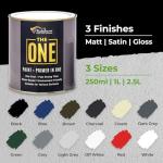 THE ONE All-In-One Paint & Primer - Black Matte, 8.5 Fl Oz/250ml Sample | 1 Coat Formula | Easy Indoor & Outdoor Decorating for Home & Garden Walls, Floors & Furniture | Water-Based & Low VOC