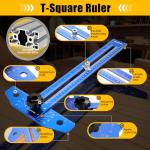 GRENPRO Woodworking Scriber Marking Line Ruler with Carpenter Pencil & Metal Ruler, Adjustable Aluminum Alloy Sliding T-Square Ruler, Measuring Angle Finder with Adjustment Scale,Drawing Aid Rule tool