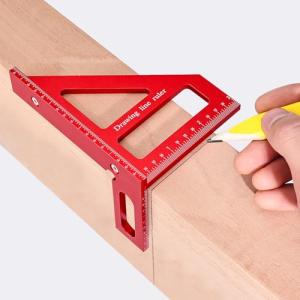 Draxzor Mini 3D Multi-Angle Measuring Ruler, Precision Imperial 45/90 Degree Carpenter Square, Aluminum Alloy Miter Triangle Ruler and 3D Measuring Tool for Woodworking & Layout