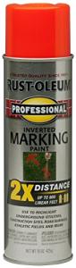 Rust-Oleum 266590 Professional 2X Distance Inverted Marking Spray Paint, 15 oz, Fluorescent Red-Orange