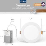Amico 12 Pack 6 Inch 5CCT Ultra-Thin LED Recessed Ceiling Light with Junction Box, 1050LM Brightness, Dimmable Canless Wafer Downlight, 12W, ETL&FCC
