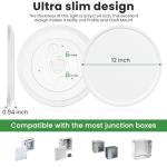 hepside 12Inch Flush Mount Light Fixture White, 28Watt, Dimmable & 3000K-4500K-6000K 3 Color Selectable Flush Ceiling Light Fixture 3200LM Low Profile Ceiling Light for Kitchen Bedroom Hallway Porch