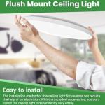 hepside 12Inch Flush Mount Light Fixture White, 28Watt, Dimmable & 3000K-4500K-6000K 3 Color Selectable Flush Ceiling Light Fixture 3200LM Low Profile Ceiling Light for Kitchen Bedroom Hallway Porch
