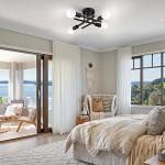 SunRider Industrial 4-Light Semi Flush Mount Ceiling Light Fixture, Modern Farmhouse Lights Matte Black, Rustic Sputnik Chandelier for Bedroom Foyer