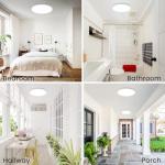 hepside 12Inch Flush Mount Light Fixture White, 28Watt, Dimmable & 3000K-4500K-6000K 3 Color Selectable Flush Ceiling Light Fixture 3200LM Low Profile Ceiling Light for Kitchen Bedroom Hallway Porch