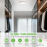 2Pack 12Inch LED Flush Mount Ceiling Light Fixture,24W 2400LM,Dimmable CCT 3000K/4000K/5000K,Round Flat Panel Light for Bedroom,0.7Inch Thin Modern Low Profile Hardwire Lights for Hallway,Porch