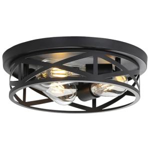piano7797 13 inch Black Flush Mount Ceiling Light Fixtures,3-Light Modern Hallway Light Fixtures Ceiling, Black Lights Fixture Ceiling Mount for Farmhouse,Kitchen, Bedroom (1 Pack)